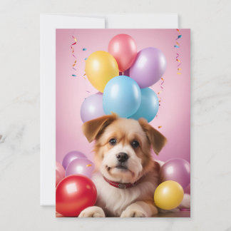 Pawsome Party Valp: Birthday Card Template Inbjudningar