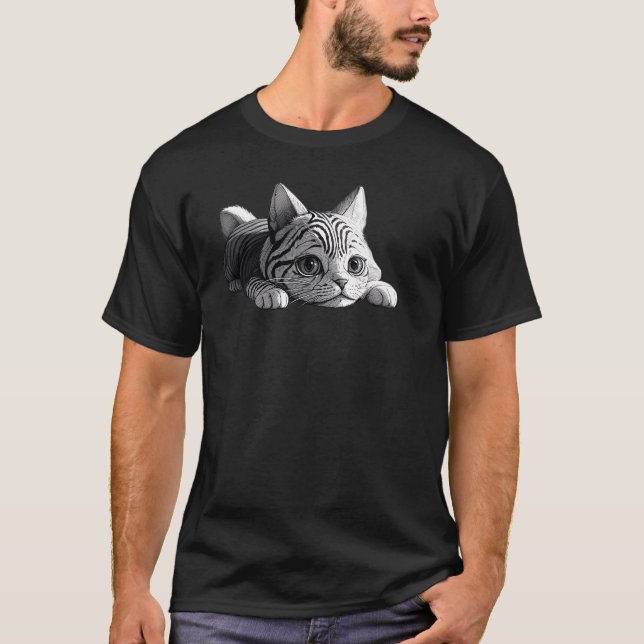 Pawsome Stripe Cat - Playful Kitten TSQ T Shirt (Framsida)
