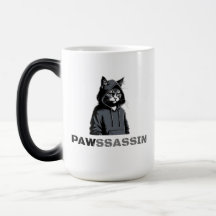 PAWSSASSIN Föränderlig Mugg – Huvmössa Katt i Förk