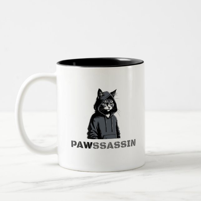 PAWSSASSIN - Hood Cat Kaffe Mugg (Vänster)