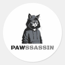 Pawssassin Katt Sticker Runt Klistermärke