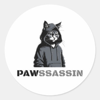Pawssassin Katt Sticker Runt Klistermärke
