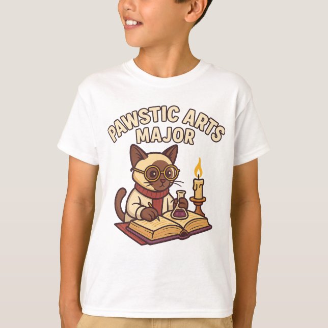 Pawstic Arts Major - Scholar Cat T-Shirt (Framsida)