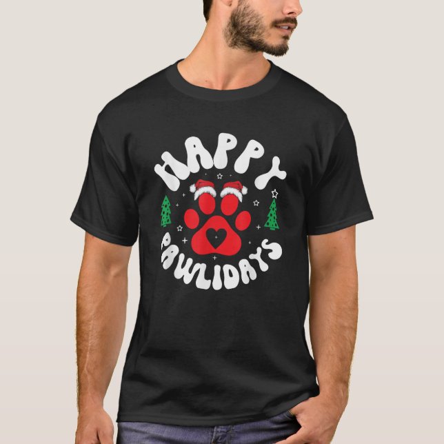 Pawtastic Pets Apparel Unisex Adults Happy Pawlida T Shirt (Framsida)