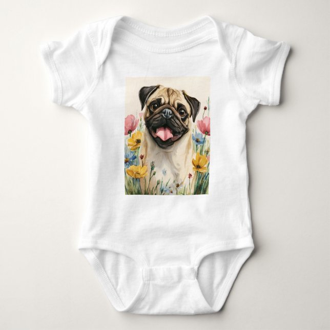 Pawteckad av Mops T Shirt (Framsida)