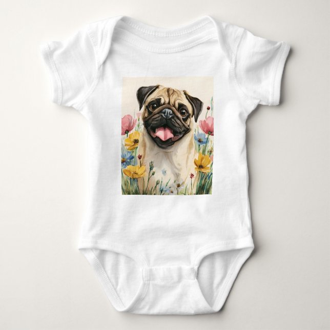 Pawtected by Pug T Shirt (Framsida)