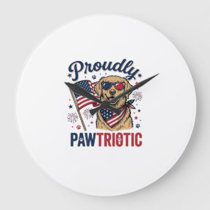 Pawtriotisk Hund Patriotisk Vintage T-Shirt Design Stor Klocka