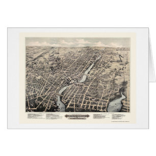 Pawtucket panorama- karta för RI - 1877 Hälsningskort