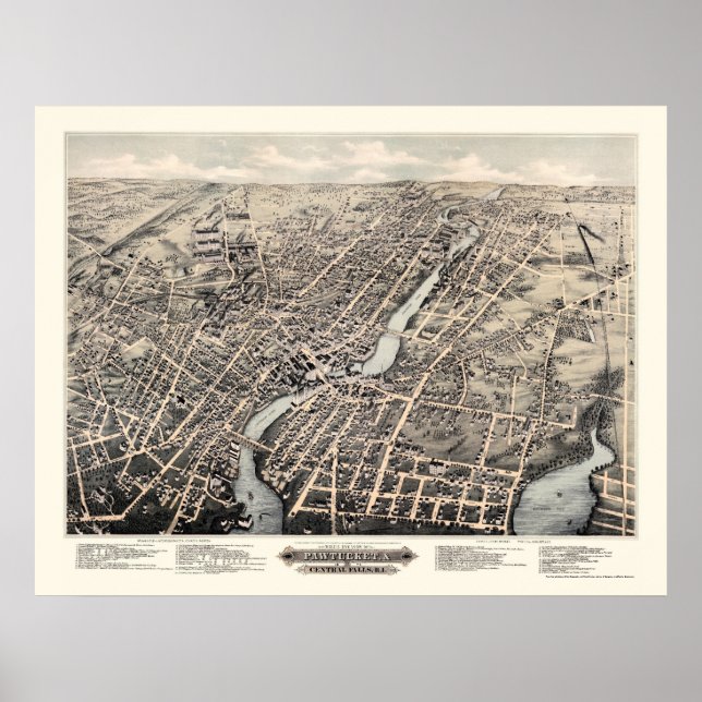 Pawtucket, RI Panoramic Map - 1877 Poster (Framsidan)