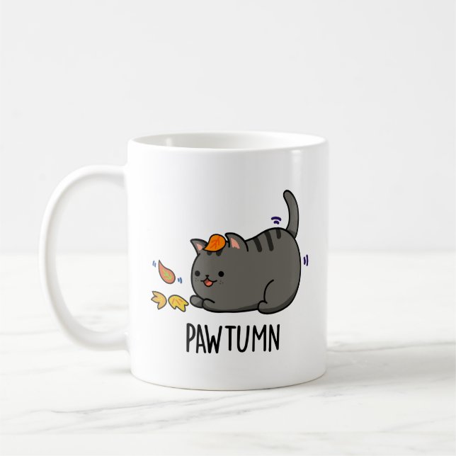 Pawtumn söt Autumn Kattunge Pun Kaffemugg (Vänster)
