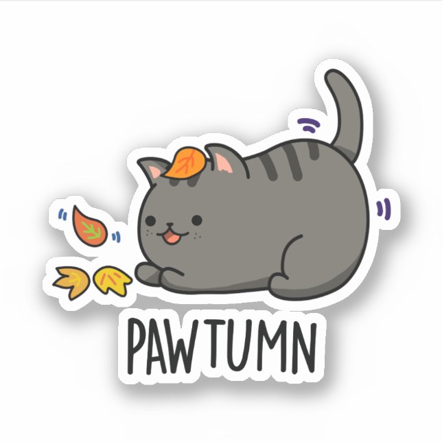 Pawtumn söt Autumn Kattunge Pun Klistermärken (Framsida)