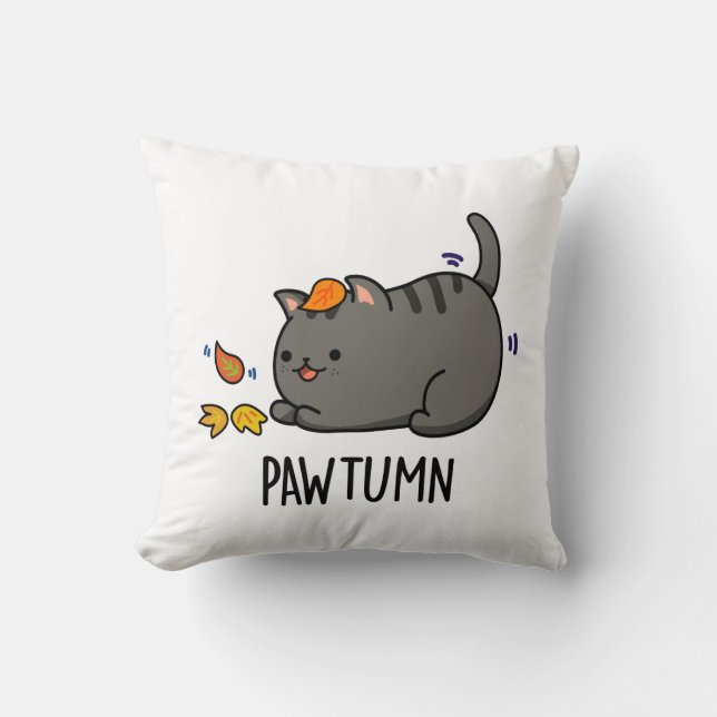 Pawtumn söt Autumn Kattunge Pun Kudde (Framsida)