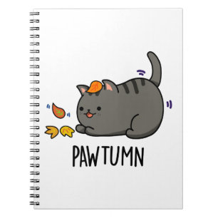 Pawtumn söt Höst Kitty Katt Puns Anteckningsbok
