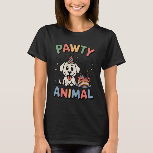 Pawty Animal | Funny Dog Birthday Design  T Shirt (Framsida)