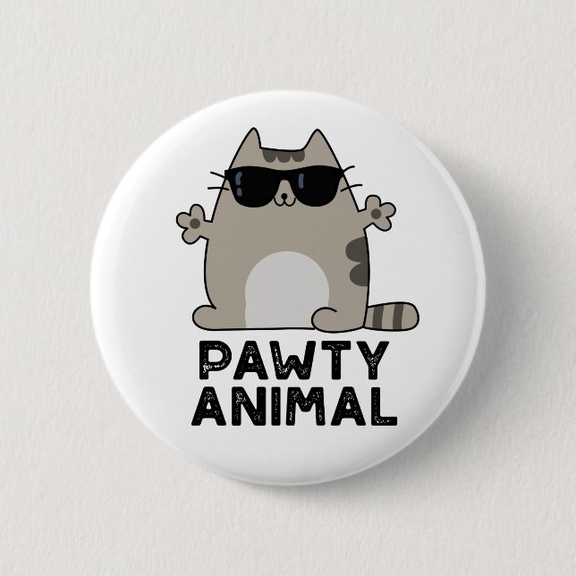 Pawty Animal Funny Party Cat Pun Knapp (Framsida)