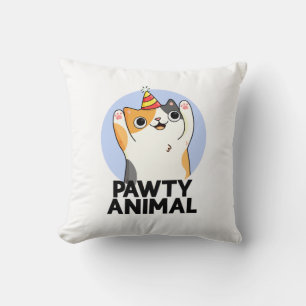 Pawty Animal Funny Party Cat Pun Kudde