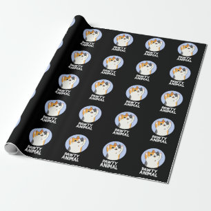 Pawty Animal Funny Party Cat Pun Mörk BG Presentpapper