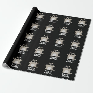 Pawty Animal Funny Party Cat Pun Mörk BG Presentpapper