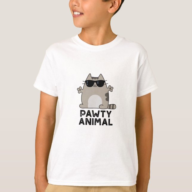 Pawty Animal Funny Party Cat Pun T Shirt (Framsida)