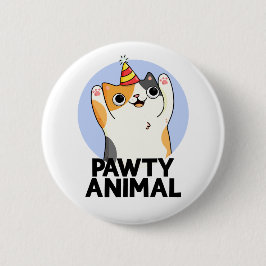 Pawty Animal Funny Party Hat Cat Pun Knapp