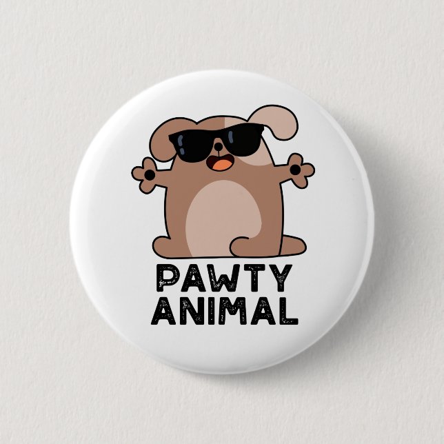 Pawty Animal Funny Party Hund Pun Knapp (Framsida)