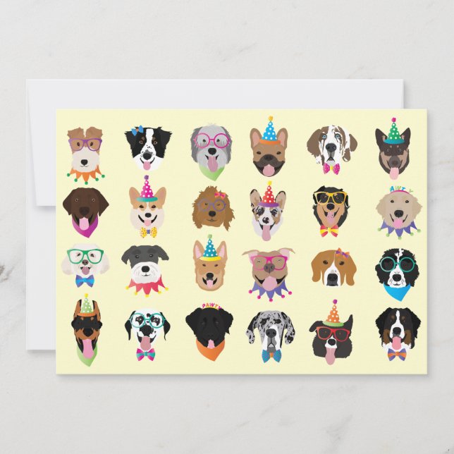 Pawty Animals från grattis på födelsedagen Hund An Inbjudningar (Framsida)