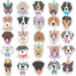 Pawty Animals från grattis på födelsedagen Hund An Klistermärken