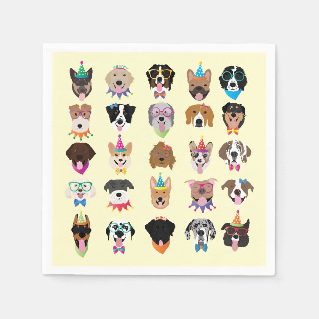 Pawty Animals från grattis på födelsedagen Hund An Pappersservett (Framsidan)