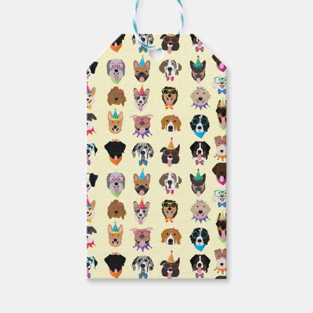 Pawty Animals från grattis på födelsedagen Hund An Presentetikett (Framsidan)