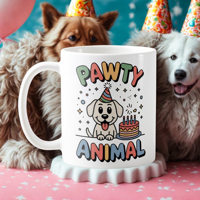 Pawty Djur | Husdjur Firande Humor   Kaffemugg (Skapare uppladdad)