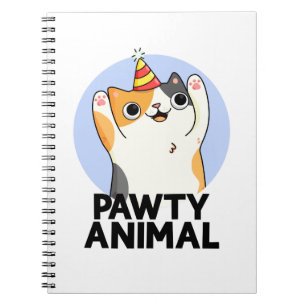 Pawty Djur Rolig Festhatt Katt Puns Anteckningsbok