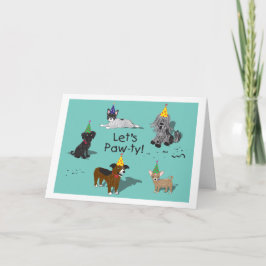 Pawty Hund Group Birthday Card Kort