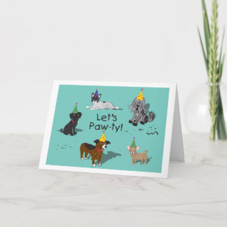 Pawty Hund Group Birthday Card Kort