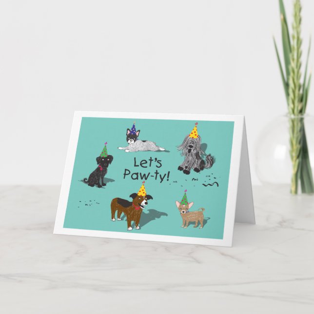 Pawty Hund Group Birthday Card Kort (Framsida)
