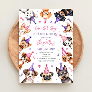 Pawty Hund Tid Att Pawty Valp Fest Födelsedag Inbjudningar