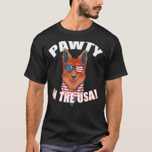 Pawty in USA Party German Shepherd Hund Sunglas T Shirt