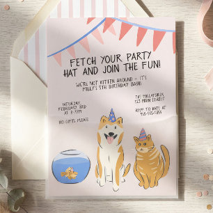 Pawty Time Barnkalasinbjudan Husdjur Inbjudningar