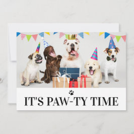 Pawty Time-Hund - födelsedag 5-fotokort Inbjudningar