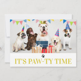 Pawty Time-Hund - födelsedag 5-fotokort Inbjudningar