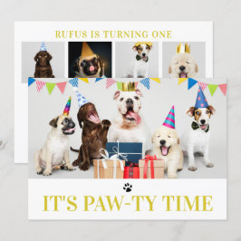 Pawty Time-Hund - födelsedag 5-fotokort Inbjudningar