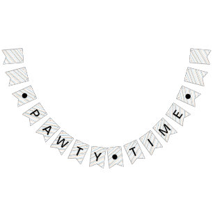 Pawty Time Roligt Stripe Hund Pet Birthday Vimplar