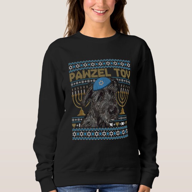 Pawzel Tov Jewish Irish Wolfhound Dog Funny Hanukk T Shirt (Framsida)
