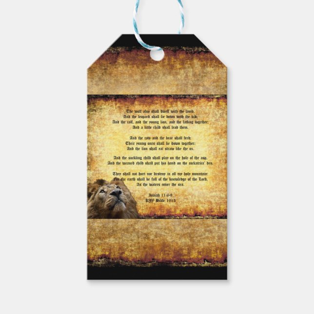 Pax Christos, Lejon med Isaiah 11:6-9 Presentetikett (Framsidan)