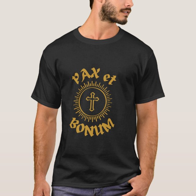 Pax et Bonum Saint Francis-meddelandegåva T Shirt (Framsida)