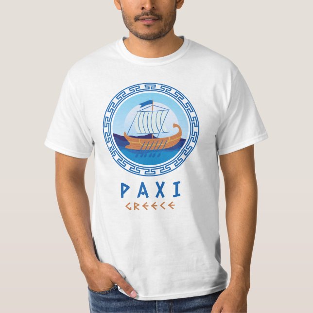 Paxi, Greklands grekiska Frakt Design Manar T Shirt (Framsida)
