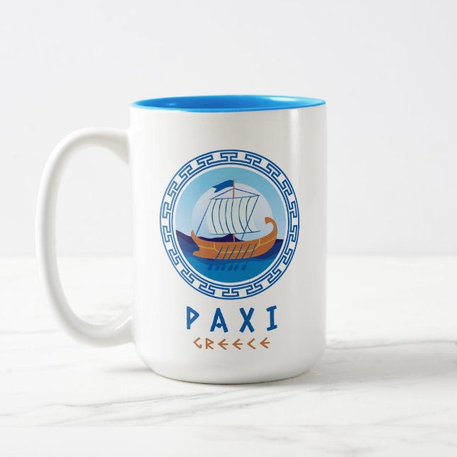 Paxi, Greklands grekiska Frakt Design Två-Tonad Mugg (Vänster)