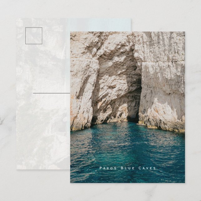 Paxos Blue Caves Greece Coastal Vykort (Fram/baksida)