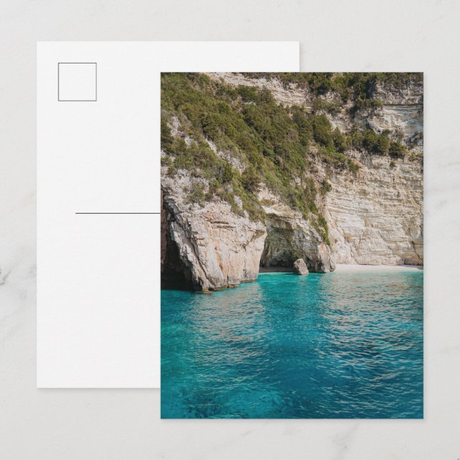 Paxos Caves Greece Coastal Postcard (no text) Vykort (Fram/baksida)