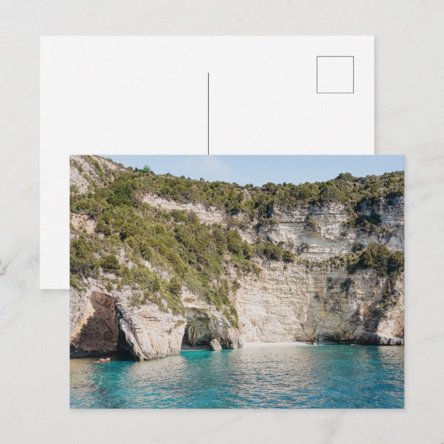 Paxos Caves Greece Coastal Postcard (no text) Vykort (Fram/baksida)