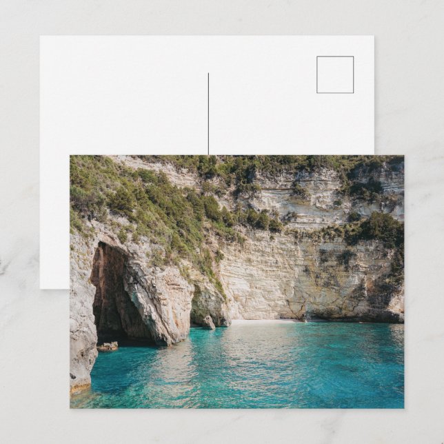 Paxos Caves Greece Coastal Postcard (no text) Vykort (Fram/baksida)